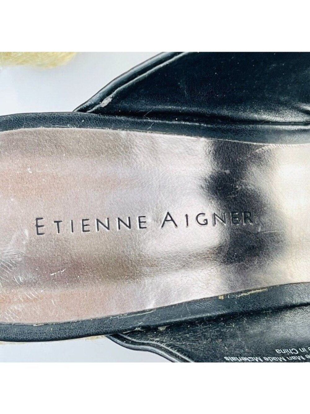 Etienne Aigner Womens Black Wedge Sandals With Elastic Straps & Espadrille Heel - Picture 5 of 11